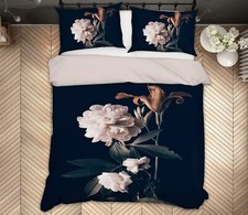 Copripiumino trapuntato 3D fiori delicati KER1114 federe letto matrimoniale luna