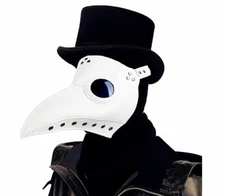 Plague Doctor Bird Mask Long Nose Beak Cosplay Steampunk Halloween Costume White