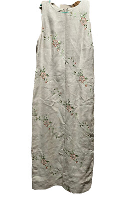 Donna Morgan Embroidered Button and zipper Maxi Linen Dress Size 10