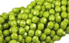 50 Opaque Olivine Fire Polished Faceted Round Czech Glass Beads 6MM LIMITED