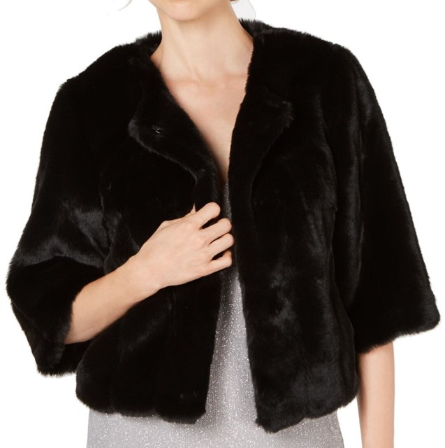 calvin klein black fur jacket