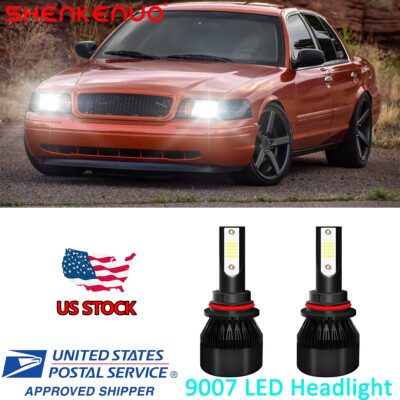 6000K White Front LED Headlight Bulbs 9007 High Low Dual Beam Super Bright Kits