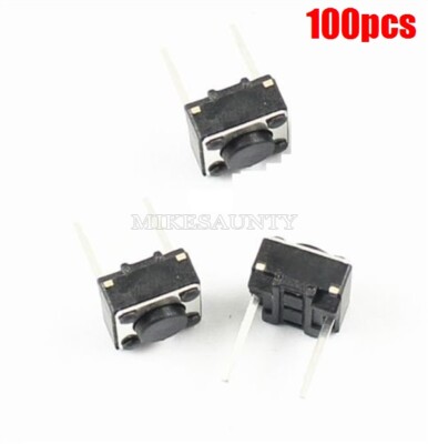 100Pcs Push Button 6X6X4.3MM Switch 2 Pin Tactile Tact Momentary Dip Ic New of