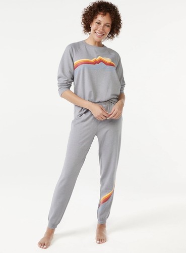 Joyspun Women's French Terry Holiday Pajama, 2-Piece, Gray Size 2X (18W-20W) - Bild 2 von 3