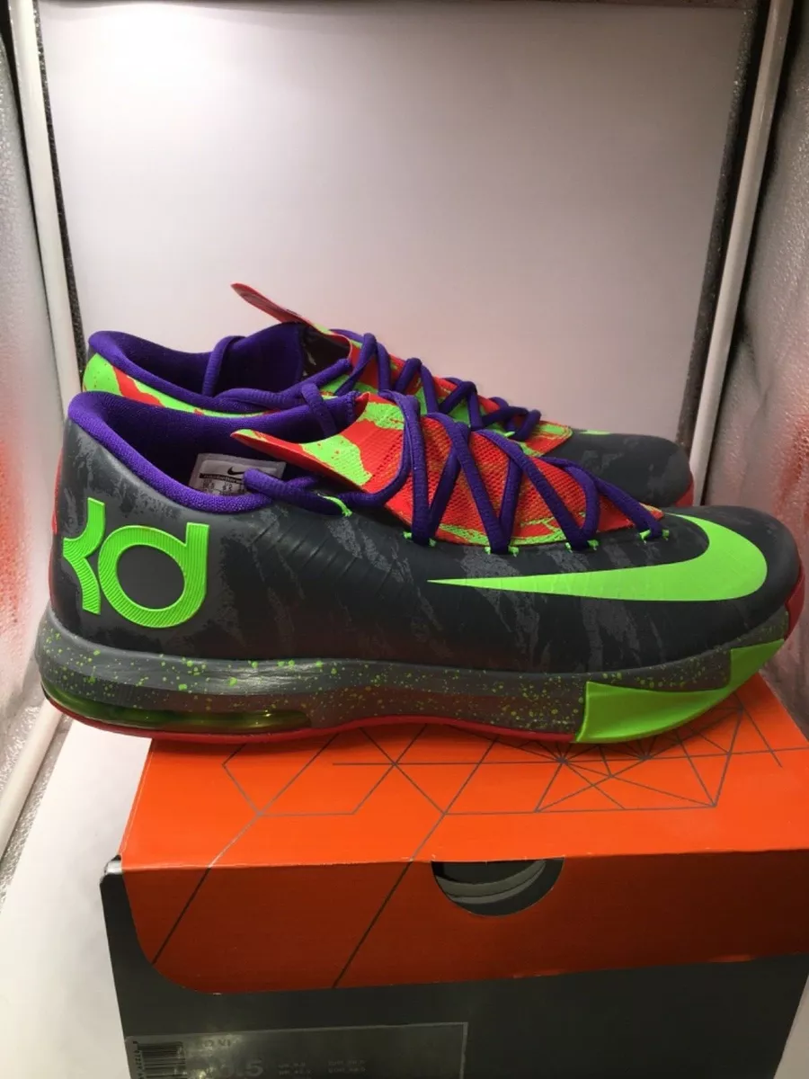 Nike KD 6 ID Energy size 10.5 Grey Electric green Bright Crimson Red