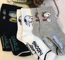 Set of 3 pair Peanuts Snoopy Crew Sock Character Cartoon Socks New
