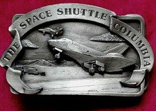Vintage 1982 "THE SPACE SHUTTLE COLUMBIA" Pewter Belt Buckle, T-41