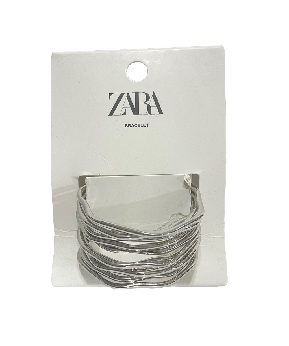 New ZARA Woman textured silver tone metallic 12 bangle New ZARA Woman textured silver tone metallic 12 bangle