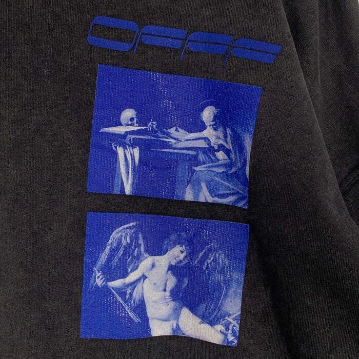 OFF WHITE 19AW HARDCORE COLAVAGGIO PULLOVER FELPA CON CAPPUCCIO NERO Sbiadito