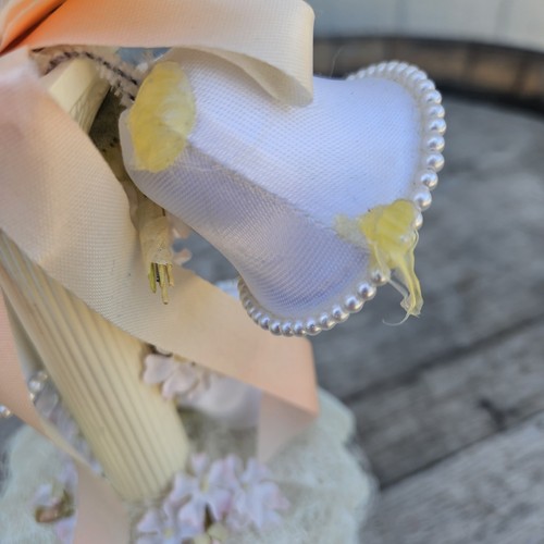 Vintage MCM Wedding Cake Topper Bells Flowers Plastic Mid Century Modern Retro - Picture 8 of 14