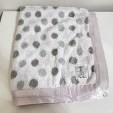 Little Giraffe Luxe Pink Gray Tan Double Polka Dot Baby Blanket Lovey USA 30x35"