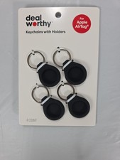 Keychain with Holders for Apple AirTag Black Silicone Deal Worthy 4 Pack NEW