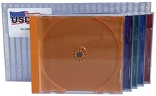 USDISC CD Jewel Cases Standard 10.4mm, Single 1 Disc (Multicolor) Lot