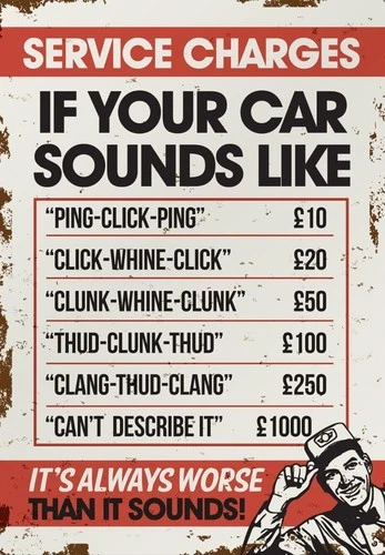Mechanic Rates Garage Car Repair Retro Funny Sign Self Adhesive Sticker