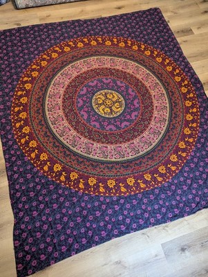 Hippie Gypsy Boho Mandala Wall Hanging 78x88 Tapestry Multi Color Flower