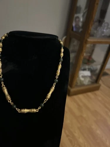Vintage JBK Camrose Kross Gold Tone Gem Jacquline Kennedy Tube Necklace