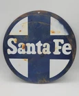 Vintage Santa Fe Railroad Railway Rustic Porcelain Enameled Metal Sign