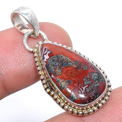Laguna Crazy Lace Agate Solid 925 Sterling Silver Pendant 1.4'' M1576