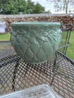 🔥 1936 Large McCoy Diamond Quilted Leaf & Berries Seafoam Green Jardiniere