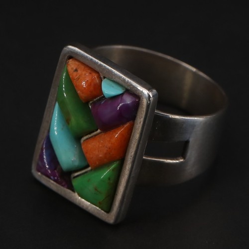 VTG Sterling Silver DTR JAY KING Multi-Color Turquoise Ring Size 10 ...