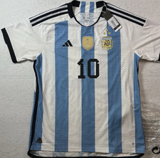 On Field Adidas World Cup 3 Star Lionel Messi Argentina 100% Authentic Jersey L