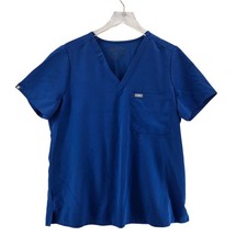 Figs Scrub Top Womens Large Catarina One Pocket Royal Blue Medical Dental V-Neck