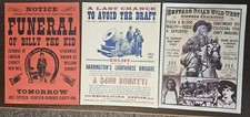 Billy the kid, Buffalo Bill, Lighthorse Brigade - Lot of 3 reprint posters
