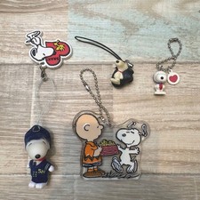 Snoopy PEANUTS Strap Set Keychains Lot - Vintage 20 yrs Used AS-IS