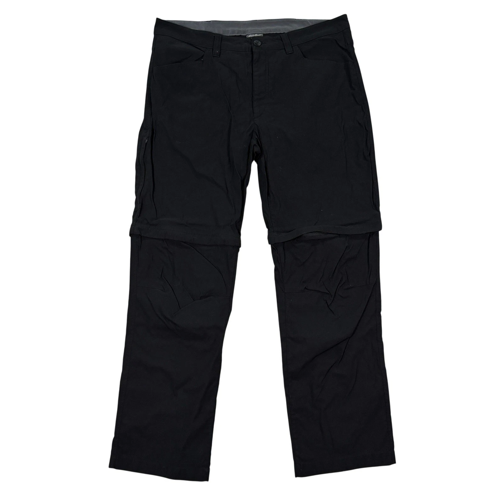 Eddie Bauer Mens 38x30 Convertible Tech Pant Black Zip Off Hiking Travel Outdoor