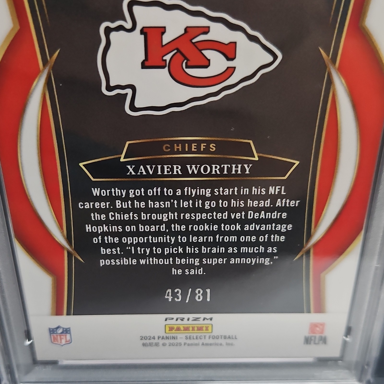  Xaivier Worthy RC #32 2024 Select Dragon Scale Prizm /81 PSA 10 SP view 3