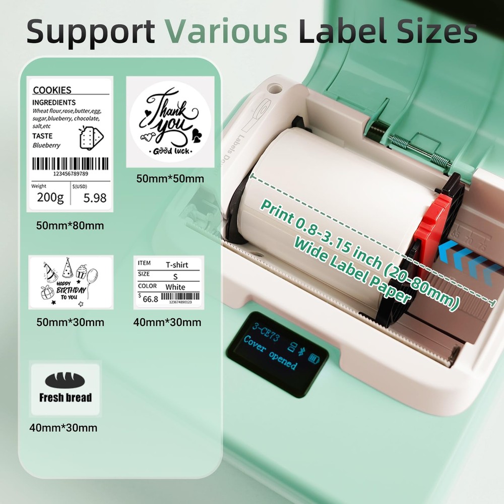 Bluetooth Label Maker Machine with 3.15 Inch Thermal Tape T003