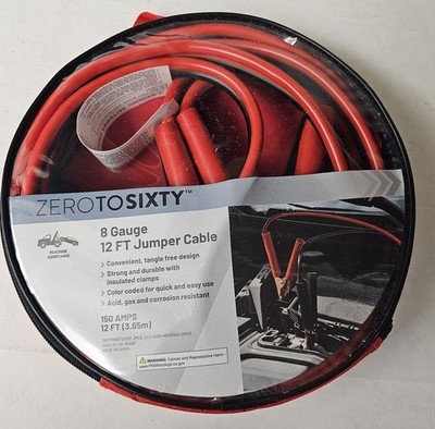 ZERO TOSIXTY  8 Gauge 12 FT  Jumper Cables NEW