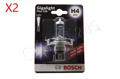 H4 Halogen Bulb 2 Stück 12V 60/55W GIGALIGHT Plus 120 P43t BOSCH 1987301109