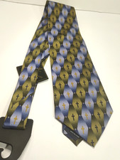 Religious Tie Crosses Pattern 100  Silk Blue Green By Eagles Wings Necktie