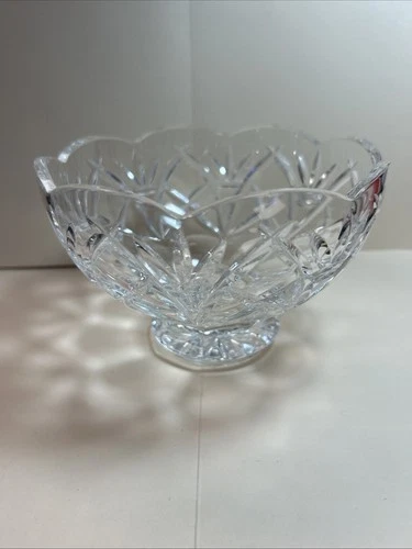 Waterford Marquis Crystal Canterbury Footed Bowl 4” tall 6” diam Scalloped Edge