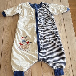 SlumberCompany Baby Schlafanzug Einteiler Gr. 2 3J blau/weiß gestreift Zip