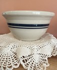 Roseville Pottery 2 Quart Stoneware Mixing Bowl Blue Stripes Heavy Ohio USA — photo 8