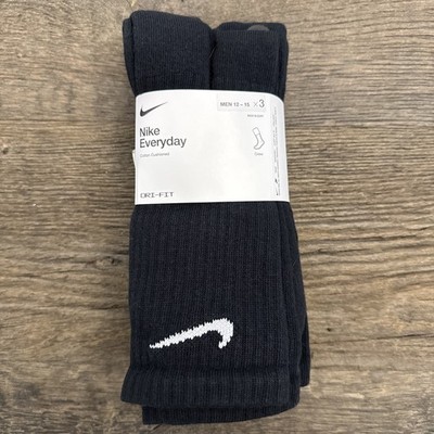 Nike Men s Everyday Cushioned Training Crew Socks Size X-Large (3 Pairs) Black
