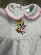 Vintage 90s Baby Looney Tunes Tweety Bird Pajamas Sleeper Footie RARE Large