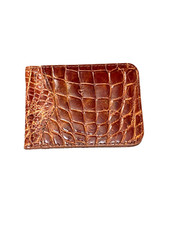 New Genuine Alligator Leather Credit Card Holder Cognac Business Card Money Clip