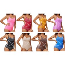 Women Leotard Workout Shapewear Hook-And-Eye Crotch Bodysuit Compression Adult