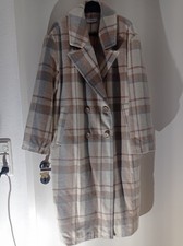 Oversize Langer MANTEL Wollmischung KARO wie Neu!!! Hahnentritt GRÜN 38 40 42