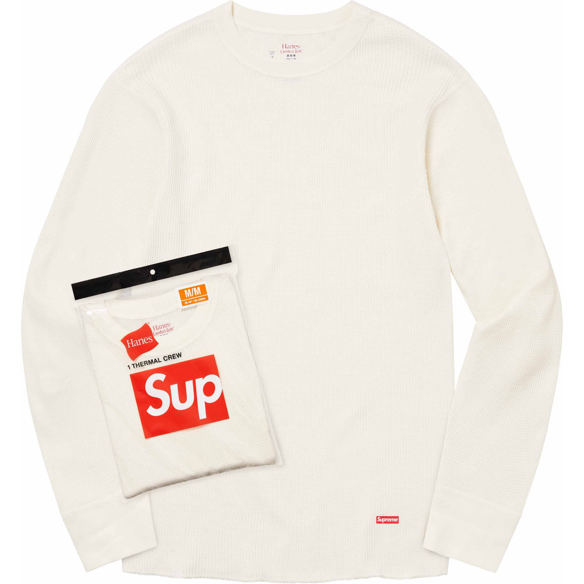Supreme Hanes Thermal Crew (1 Pack) Black White 2colors FW25 | eBay