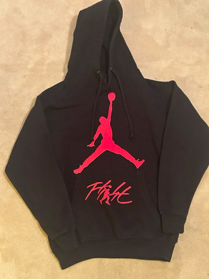 CottonNet Men s Black Fleece Pullover Hoodie Pockets Jumpman Logo S