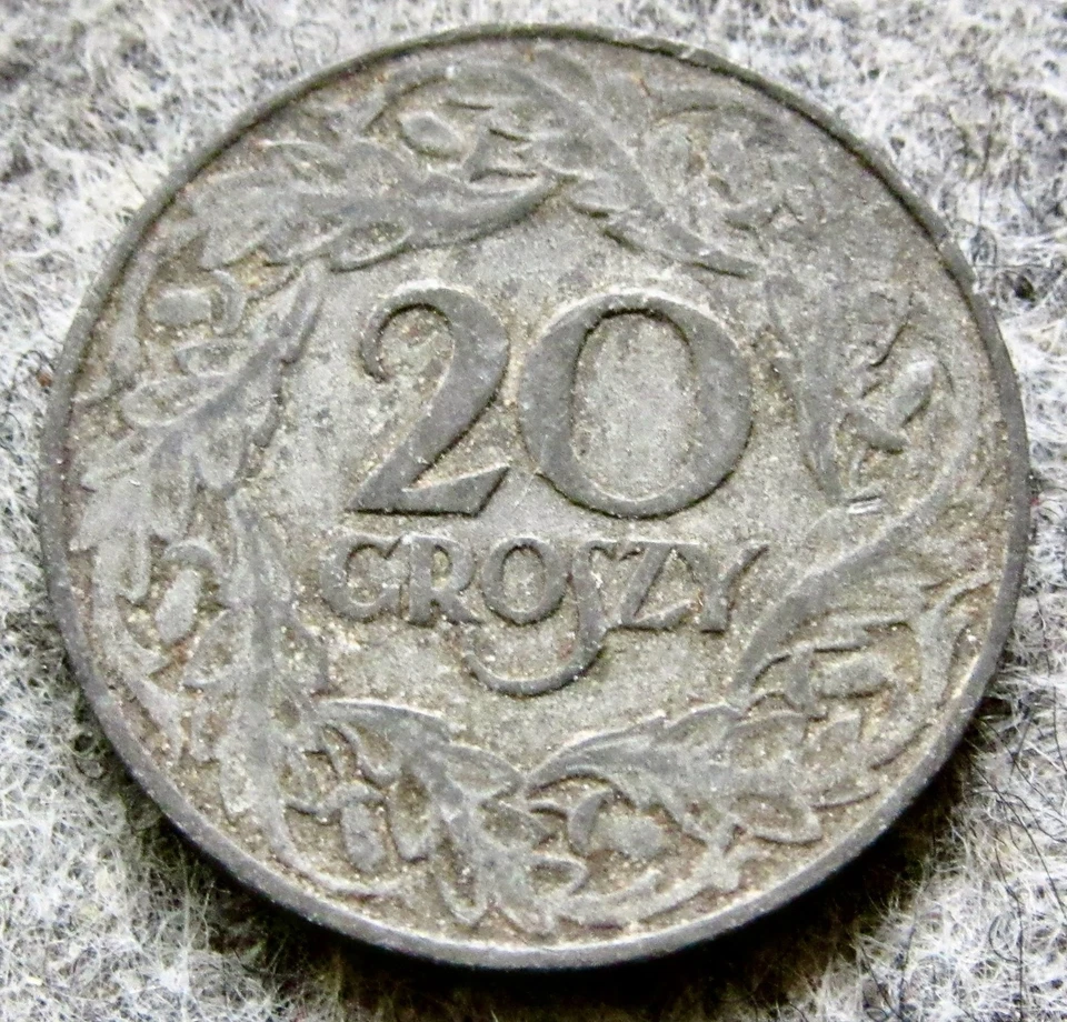 POLAND 1941 - 1944 WWII GERMAN OCCUPATION DATED AS 1923 20 GROSZY, ZINC - Image 3 of 4