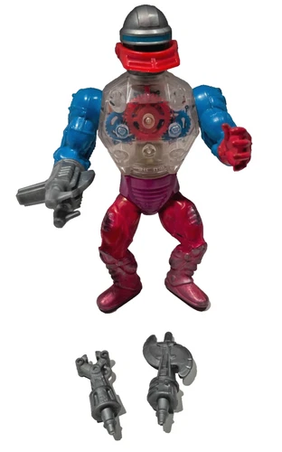 Vintage MOTU He Man Roboto Action Figure With 3 Gun Arm Attachments