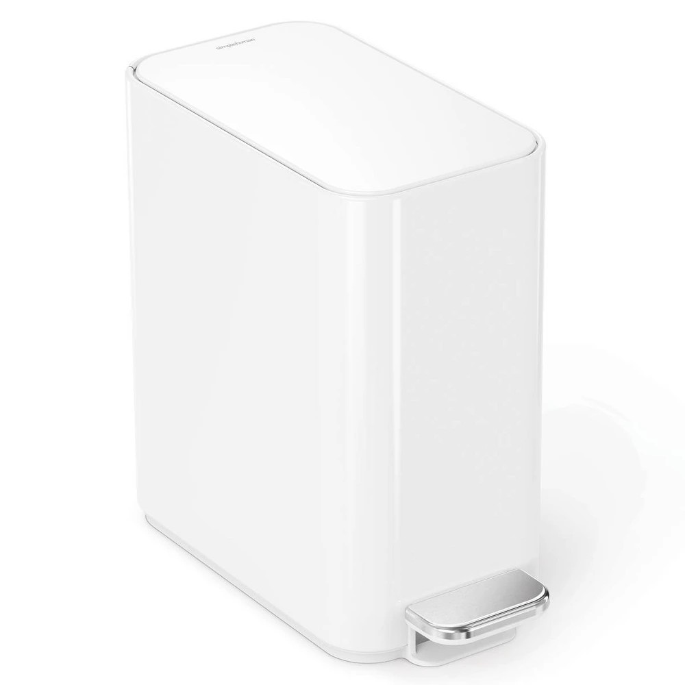 компактное мусорное ведро simplehuman из нержавеющей стали Тонкий профиль Белый 5Л для ванной комнаты 7090₽