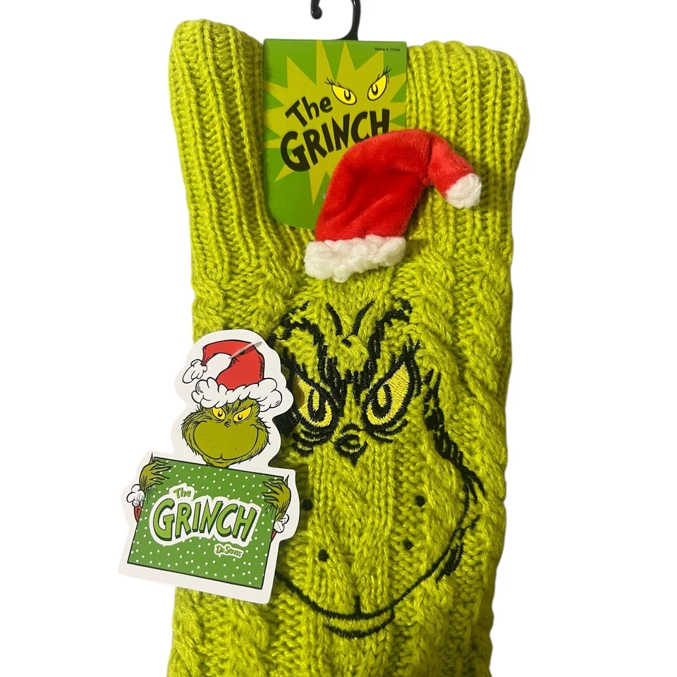 The Grinch Christmas Holiday Cozy Crew Socks Green Women's One Size - Image 3 of 4