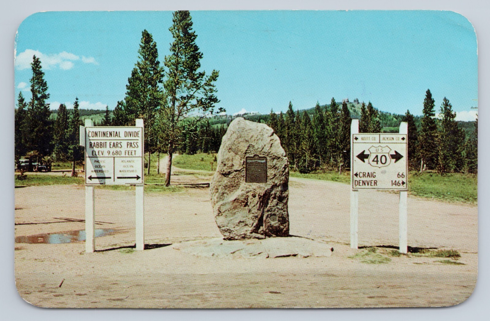 Postcard Markers at Top of Ear Pass Colorado posted 1970-image