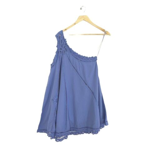 Free People One Shoulder Minikleid blau Gr. XS bestickt A-Linie Sommer - Bild 5 von 5
